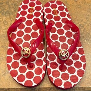 Michael Kors Red and White Polka Dot Sandals